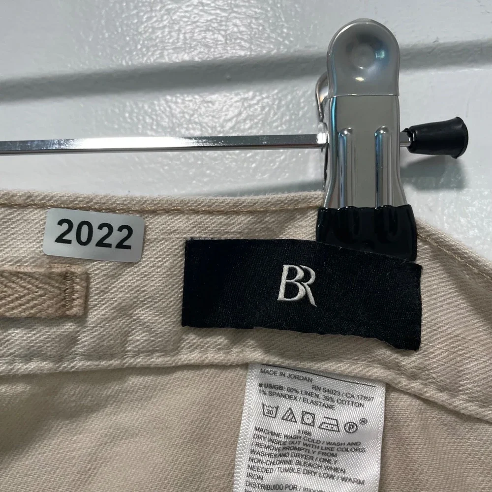 Banana Republic Mens Oatmeal Beige Linen Blend Slim Straight Pants 30x29